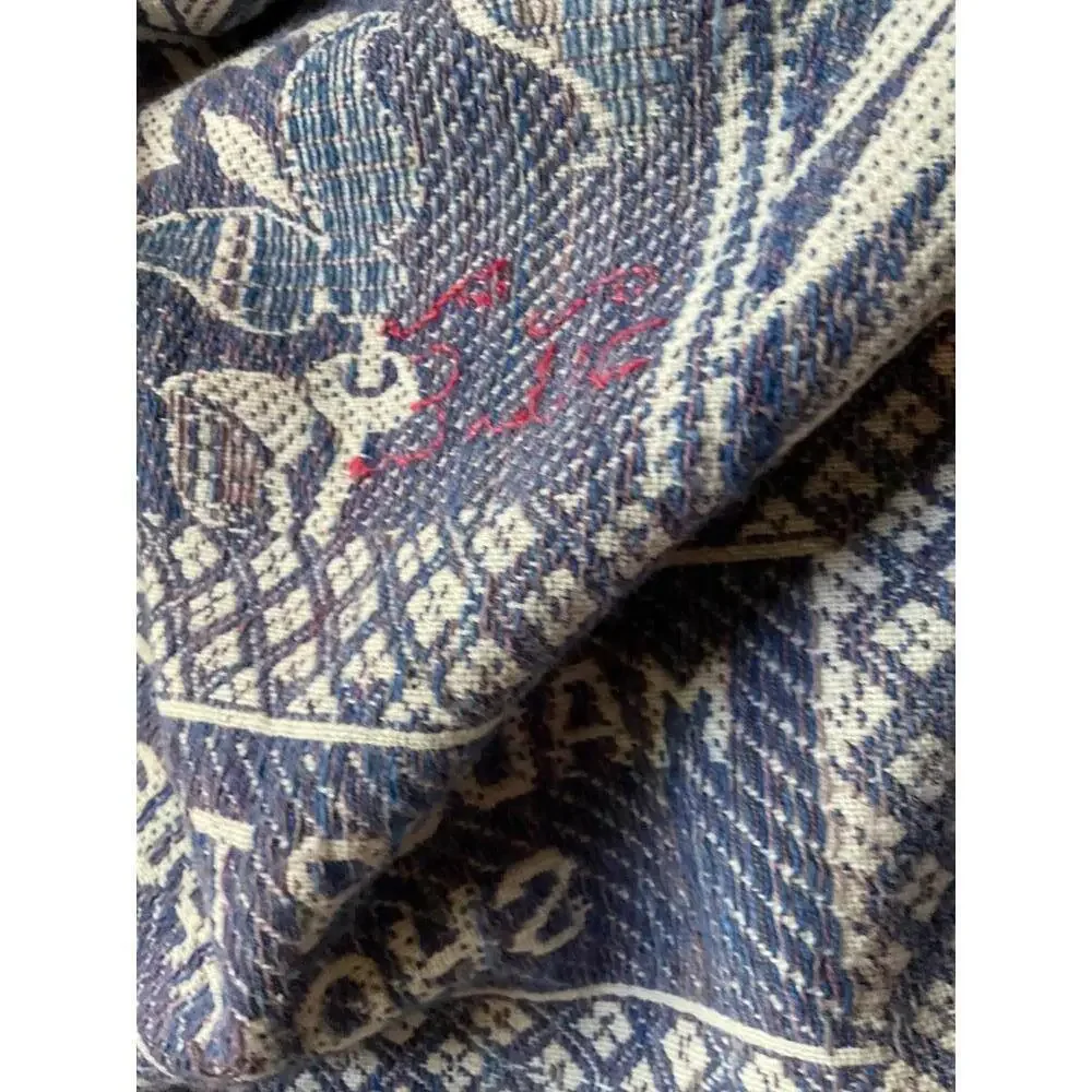 Madhur Textiles Sholapur Traditional Handwoven Fabric 50” X 86” Signed